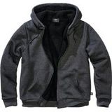 Brandit Trui met capuchon - Sweatjacket Teddylining - S tot 5XL - voor Mannen - zwart gemêleerd