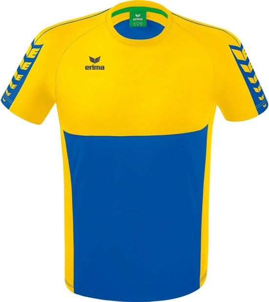 Erima Six Wings T-Shirt Kinderen - New Royal / Geel - Maat 140