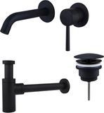 Fortifura Calvi Wastafelkraanset - inbouw wastafelkraan - always open plug - design sifon - mat zwart