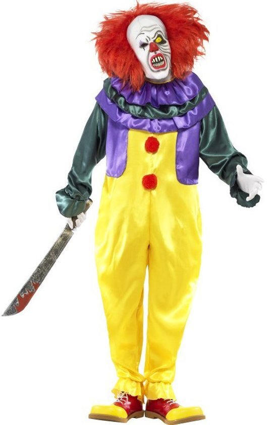 Smiffys Enge clown kostuum voor volwassenen Halloween - Verkleedkleding - Medium