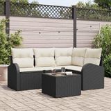 Prolenta Maison Exclusive - Ensemble de canapé de jardin 5 pcs Noir et Blanc polyrotin