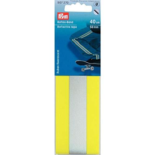 prym reflecterende band 50 mm zelfklevend geel/zilver, polyester gemengd weefsel