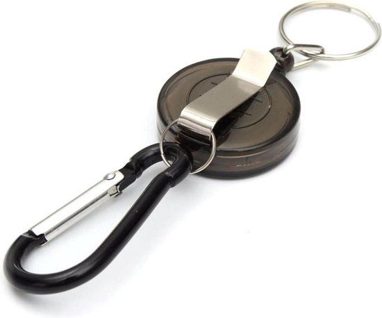 Fako Bijoux® - Uittrekbare Sleutelhanger Met Koord - Zwart - Unisex