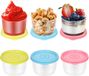 Sans marque 6 pièces boîtes de conservation avec couvercle - 160 ml - Empilable - Anti-fuite - Réutilisable - Adapté au micro-ondes et au congélateur - Pour snacks et vinaigrette