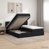 vidaXL Ottoman Bed with Mattress and Headboard - 2-piece - Black - Fabric