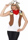 Smiffys Cowboy verkleed set - hoed - vest - sjaal - koeienprint - dames - Carnaval S/M
