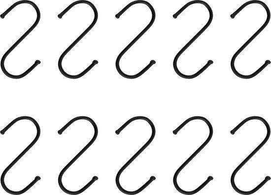 QUVIO Ophanghaken - Staal - Zwart - 10 stuks
