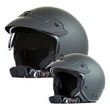 protectWEAR Jethelm met vizier en schild, glanzend zwart, S