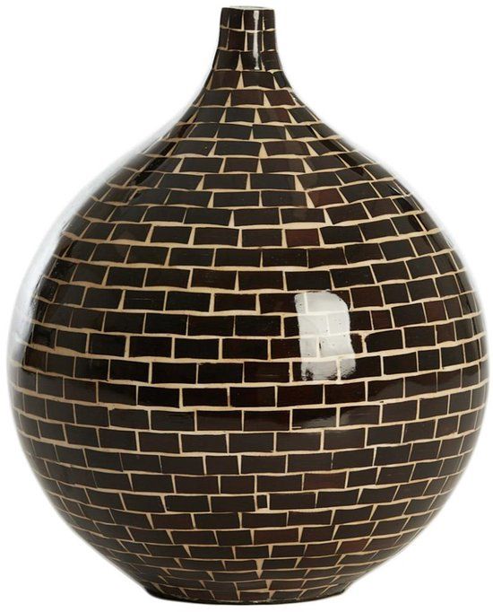 Light & Living Vaas Elorza - Donkerbruin - Ø22cm - Hout - Modern