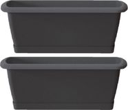 Respanna 2 jardinières/pots de fleurs anthracite 39 cm avec soucoupe incluse