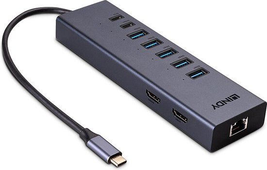 Lindy 43373 DST-Mini Duo, USB C Laptop Mini Docking Station 2X 4K HDMI
