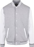 Build Your Brand Basic College Jacket BYBB004 - HEATHER GREY/WHITE - M