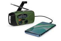 Metronic 477216 Noodzonneradio, FM/MW-radio met zwengel, draagbare radio, zonne-powerbank-functie, 2000 mAh, zaklamp op batterijen met led-dynamo, SOS-knop, huis en camping