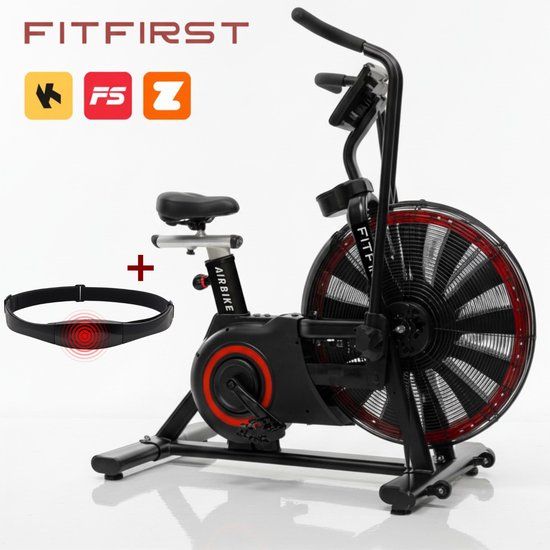 FitFirst AirBike X-65 Max – Met Trainings Apps - HIIT Trainer – Hometrainer – 7 Trainingsprogramma’s – Ergonomische Handgrepen – Thuis Fitness
