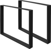 ECD Germany 2x tafelpoten Tafellopers van vierkante profielen 90x72 cm, staal met zwarte poedercoating