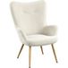 Yaheetech Fauteuil de salon en velours côtelé à dossier haut 68 × 70 × 97,5 cm Beige