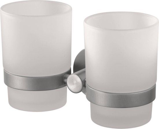Haceka Kosmos Dubbele Bekerhouder - RVS-Look - 16x7.5x9 cm