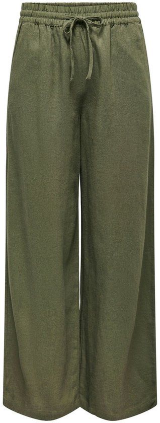 JDY SAY Linnen Wide Broek Dames - Maat M X L32 - Donkergroen