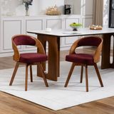 STILVORA Eetkamerstoel 44 x 41 x 72 cm - Set van 2 - Wijnrood - Linnen - Draaibaar
