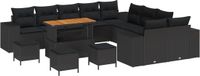 vidaXL Tuinbank Set Zwart Poly Rattan