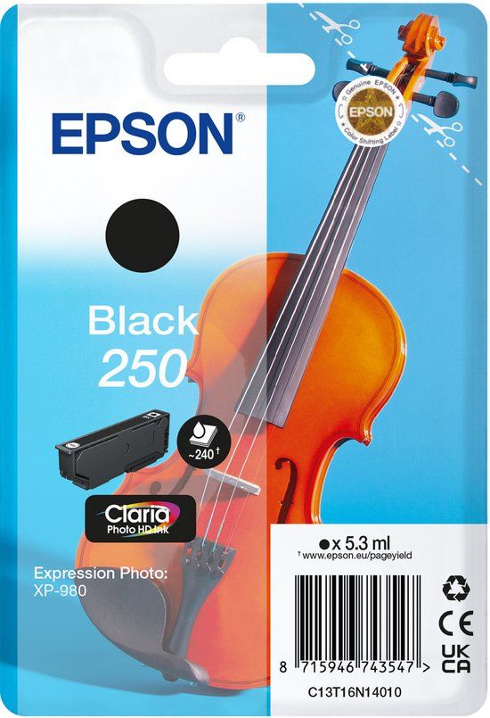 Epson 250 Violin Claria Photo HD inktcartridge 1 stuk(s) Origineel Zwart