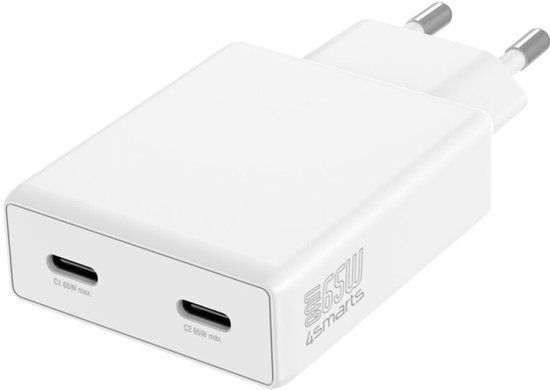 4Smarts 4Smarts Pdplug Slim Dual 65W Gan 2Xusb-C Wandlader Voor Telefoons