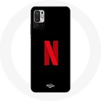 Maniacase Hoesje voor Xiaomi Poco M3 Pro Netflix Logo rood zwarte achtergrond