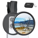 NEEWER 67 mm variabele ND-filter compatibel met iPhone, Clip On ND2-32 Neutrale Dichtheid Telefoonlens Fotografie Accessoires Kit Compatibel met iPhone 16 15 Pro Max Plus 16e 14 13 Mini 12, FL-B25