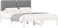 vidaXL Bedframe met gestoffeerde hoofdbord, lichtgrijs, 135 x 190 cm