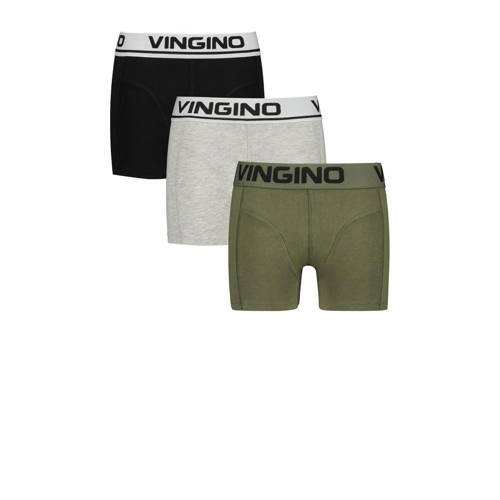 Vingino Vingino boxershort - set van 3 grijs melange/army/zwart