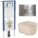 Geberit QeramiQ Dely Swirl Toiletset - 36.3x51.7cm - Geberit UP720 Duofix Sigma inbouwreservoir - 35mm zitting - steel bedieningsplaat - ronde knoppen - mat beige