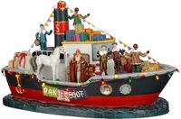 LuVille Sinterklaas Miniatuur Pakjesboot met LED Verlichting - L33 x B18 x H19 cm - Multicolore