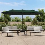 vidaXL - Dubbele parasol met LED, groen, 449x265 cm