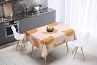 Bonamaison Tafelkleed, Anti-Mold, Sneldrogend, Waterdicht, 100% Polyester Tafellaken, Oranje, gebroken wit, 140 x 140 Cm