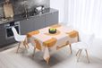 Bonamaison Tafelkleed, Anti-Mold, Sneldrogend, Waterdicht, 100% Polyester Tafellaken, Oranje, gebroken wit, 140 x 140 Cm
