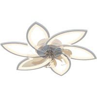 Elvanza Plafondlamp met ventilator, slimme plafondlamp, plafondlamp met ventilator en afstandsbediening, instelbare lichtsterkte en kleur, timer van 1 tot 8 uur, stil (30 dB), wit
