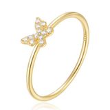 Elenza AMS Elenza Thin .925 Zilveren Ring met Vlindermotief en Gouden Plating – 1mm-16mm
