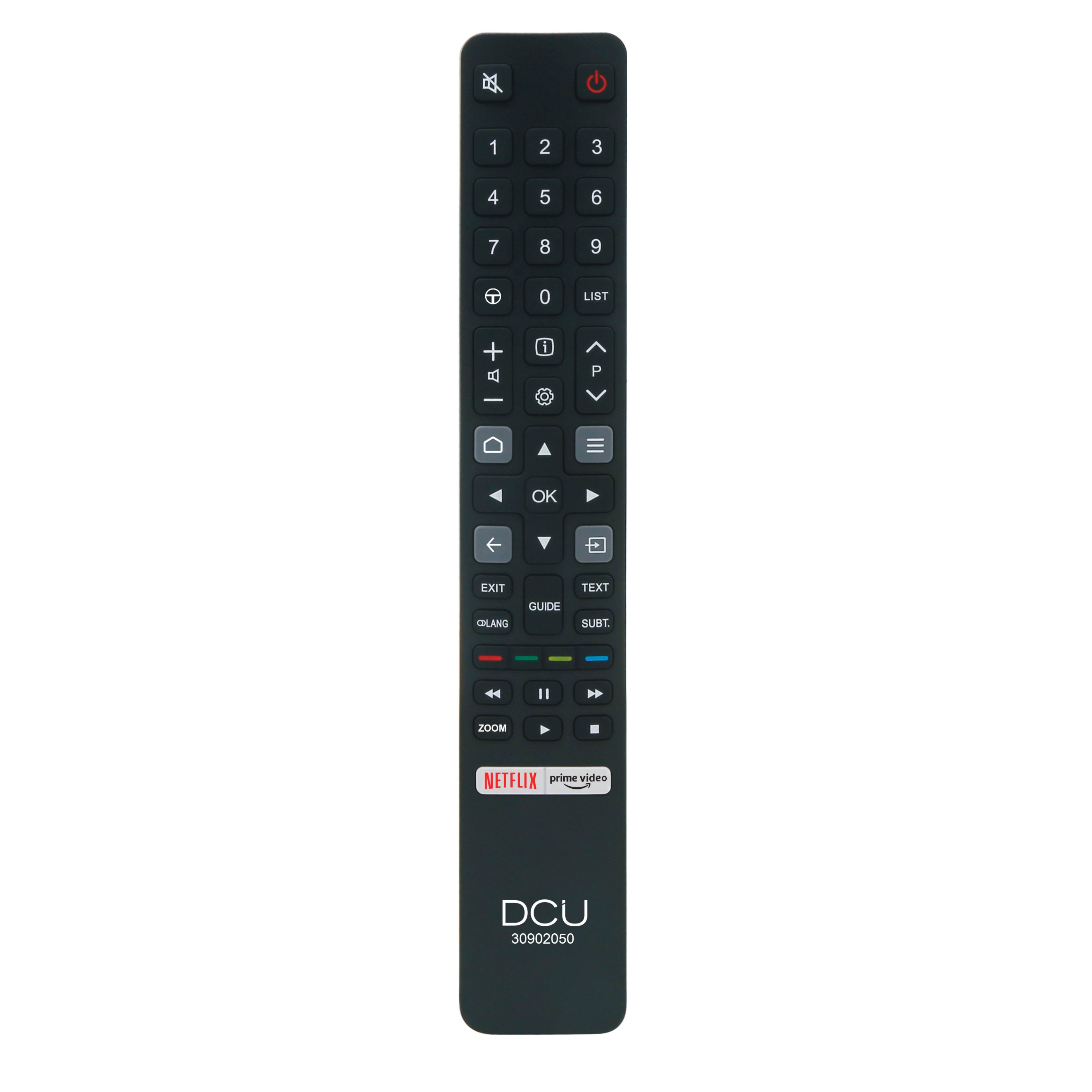 TCL TV Remote Control - IR Wireless - Black - Press Buttons - Backlit - 8m Range - AAA Batteries