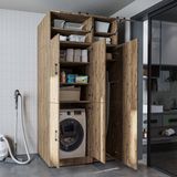 Roomart DORA-II Wasmachine Ombouwkast 115x230 cm met Opzetkast - Eiken