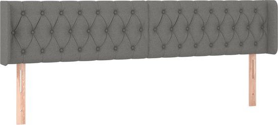 vidaXL Hoofdbord met randen 203x16x78/88 cm stof donkergrijs