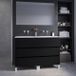 Saniclass Chaci PLUS Badkamermeubelset - 120x86x46cm - keramische wastafel wit - 2 wasbakken - zonder kraangaten - 6 lades - rechthoekige spiegel - mat zwart