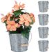 Merkloos Relaxdays bloempot zink set van 5, Ø 17cm, met handvat, zilver