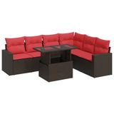 vidaXL Loungeset met kussens, poly rotan, acacia, grijs