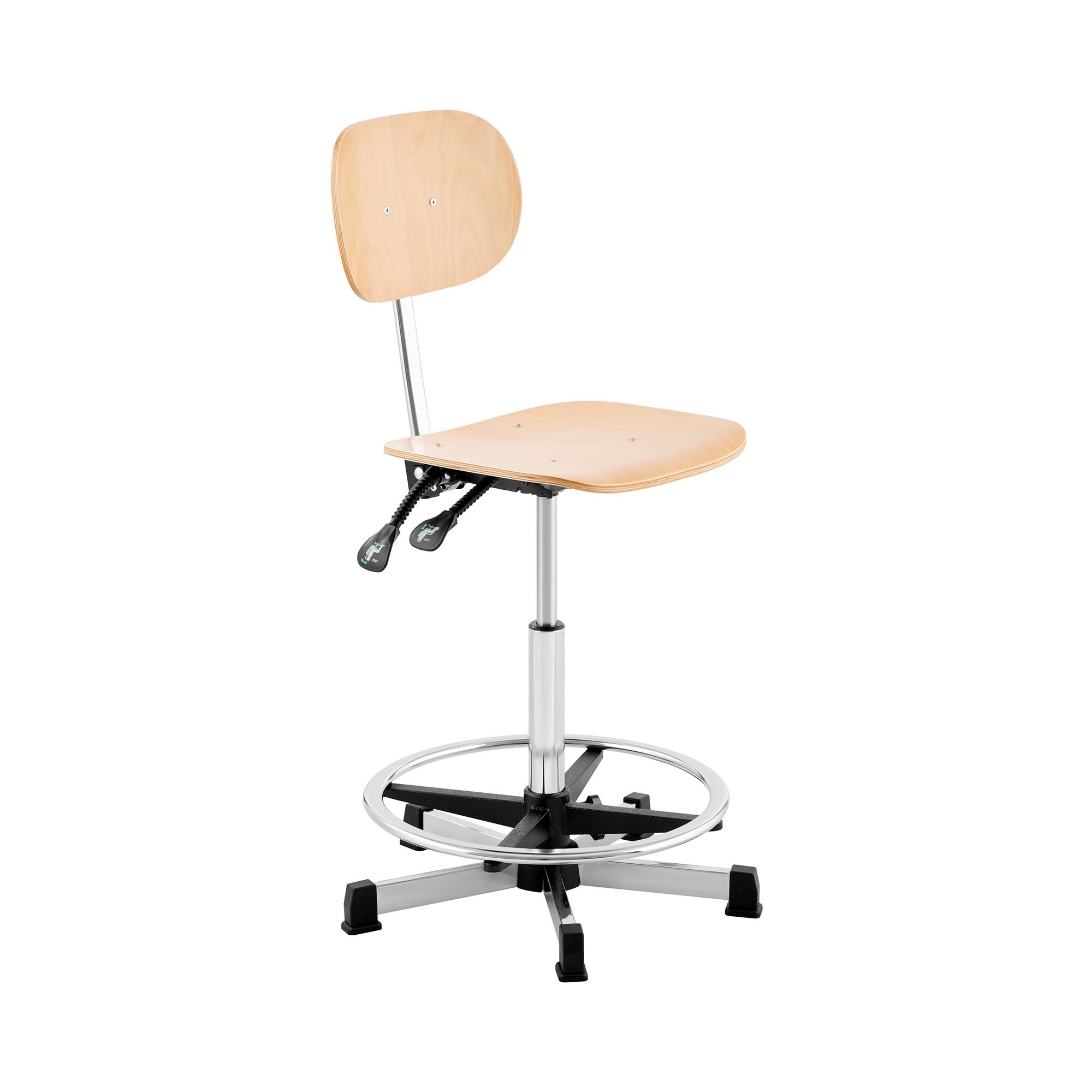Fromm & Starck Bureaustoel - 120 kg - Chroom, Hout - voetring - in hoogte verstelbaar vanaf 550-800 mm