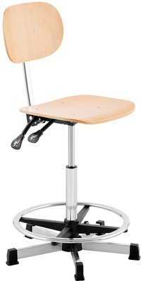 Fromm & Starck Bureaustoel - 120 kg - Chroom, Hout - voetring - in hoogte verstelbaar vanaf 550-800 mm