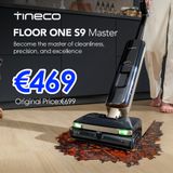 Tineco Floor ONE S9 Master nat- en droogstofzuiger, StreakFree-afzuigborstel, ThermoBlast-technologie, warmwaterdweilen