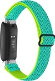 By Qubix Qubix - Compatible Fitbit bandje - Geschikt voor Fitbit Inspire 3 - Elastische Solo Loop Nylon Bandje - Mintgroen