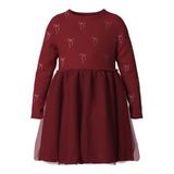 NAME IT MINI midi jurk met tule details - donkerrood