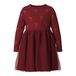 NAME IT MINI midi jurk met tule details - donkerrood