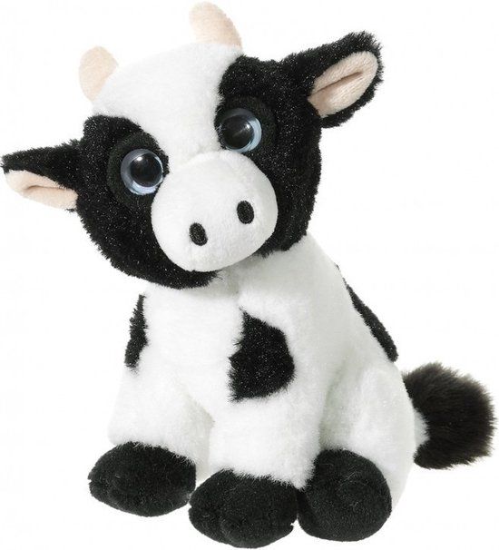 Heunec Pluche koe knuffel - 14 cm - boerderij dieren - knuffeldieren